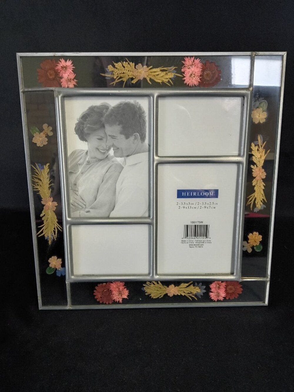 Heirloom Pressed Flower 5 Opening Collage Picture Frame 3.5x5 Glass Floral
